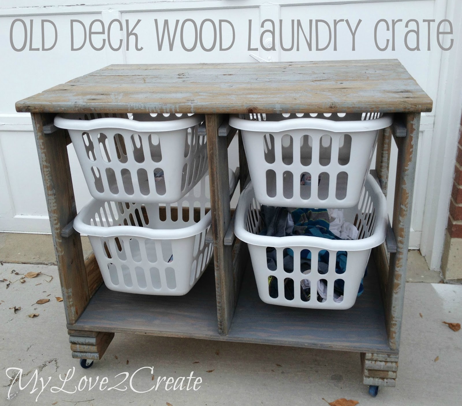 Old Deck Wood Laundry Crate