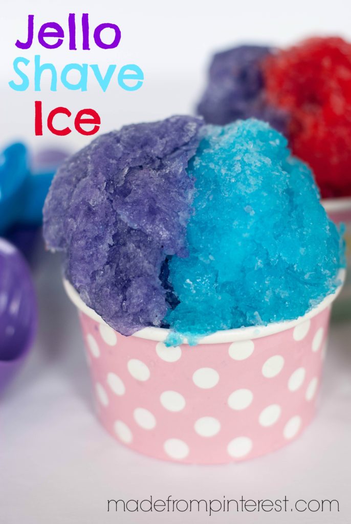Jello Shave Ice.  This is an easy recipe that you can make with your kids and they are going love eating it because they made it themselves!